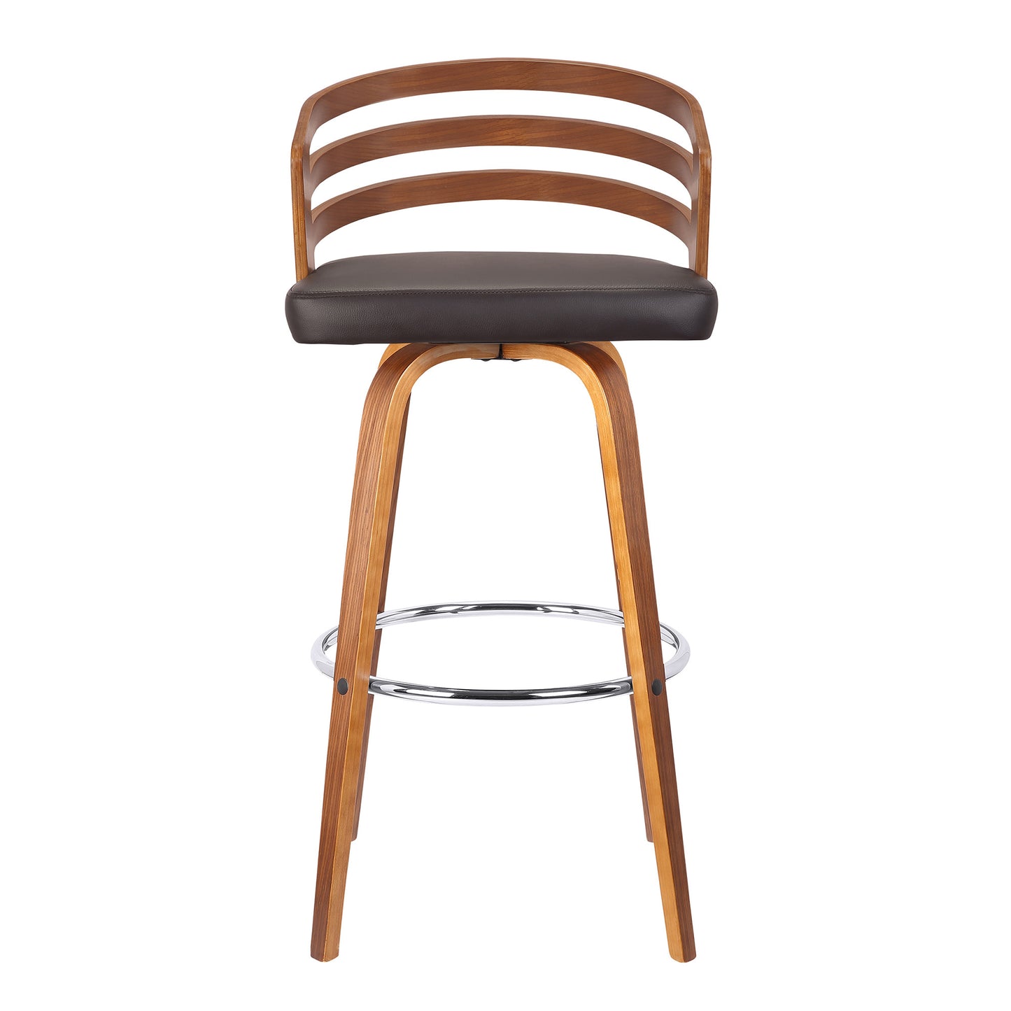 26" Brown Modern Faux Leather Swivel Bar Stool By Homeroots | Bar Stools | Modishstore - 3