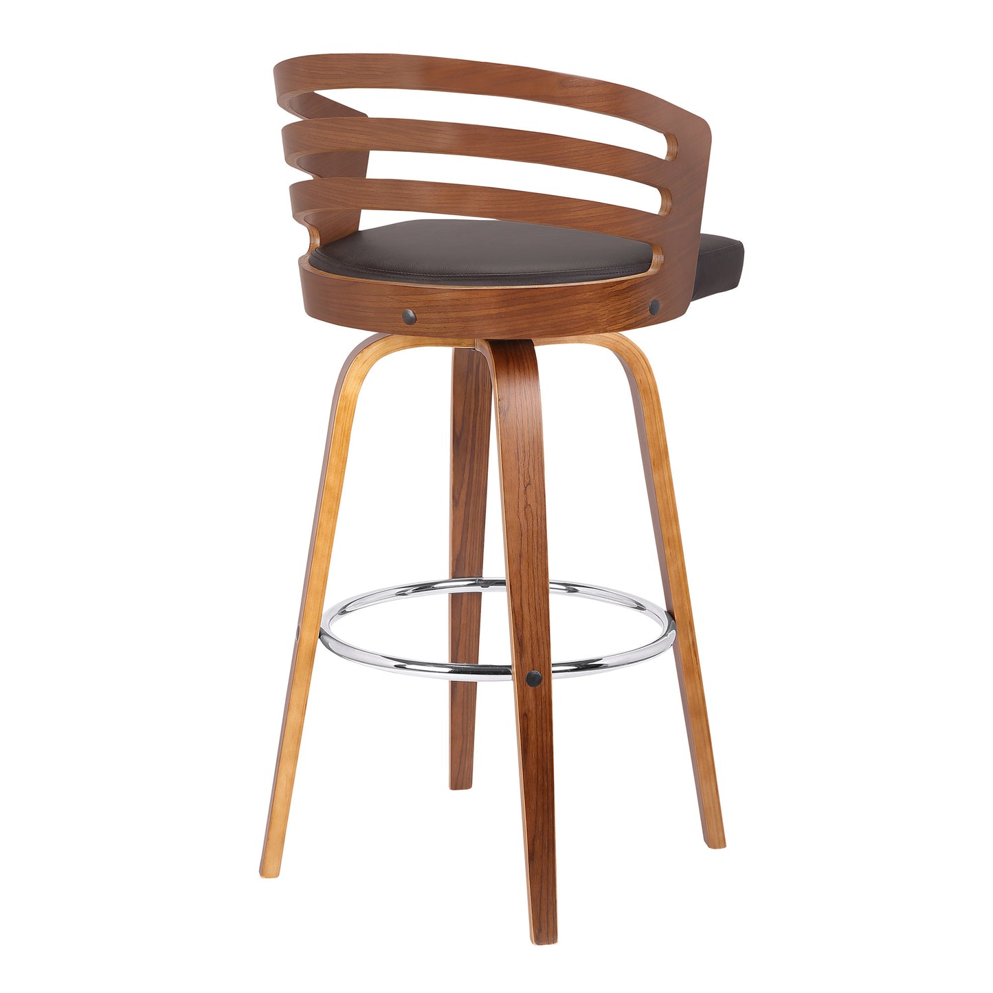 26" Brown Modern Faux Leather Swivel Bar Stool By Homeroots | Bar Stools | Modishstore - 4