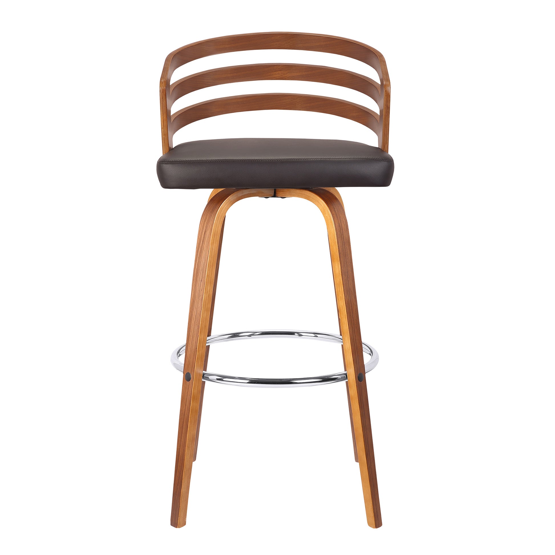 30” Brown Modern Faux Leather Swivel Bar Stool By Homeroots | Bar Stools | Modishstore - 3