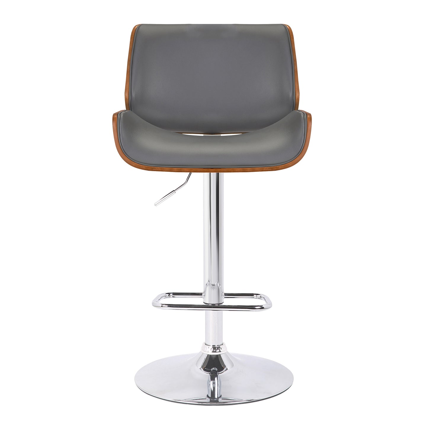 Gray Upholstered Chrome Base Adjustable Bar Stool By Homeroots | Bar Stools | Modishstore - 3