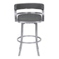 38" Gray Brushed Stainless Steel Bar Height Swivel Full Back Bar Chair By Homeroots