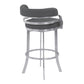 38" Gray Brushed Stainless Steel Bar Height Swivel Full Back Bar Chair By Homeroots