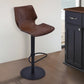 43" Vintage Coffee Faux Leather And Iron Swivel Adjustable Height Bar Chair By Homeroots