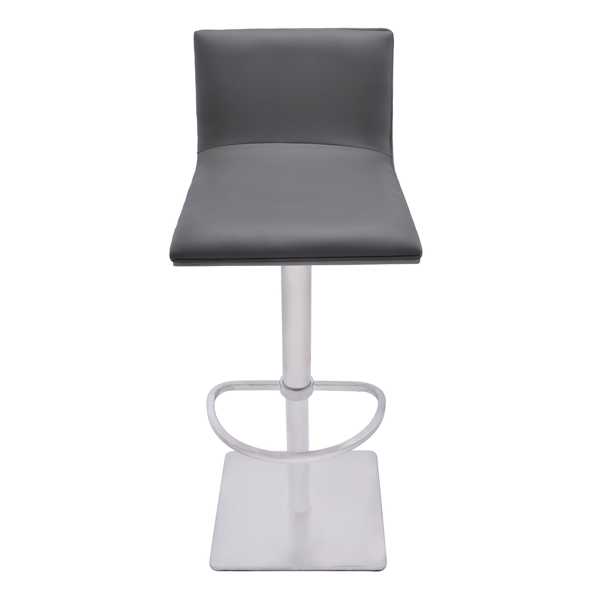 Adjustable Grey Faux Leather Walnut and Stainless Swivel Bar Stool By Homeroots | Bar Stools | Modishstore - 2