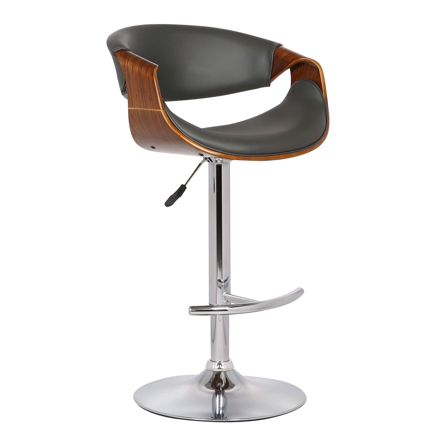 Mod Adjustable Grey Faux Leather Swivel Bar Stool By Homeroots | Bar Stools | Modishstore - 2