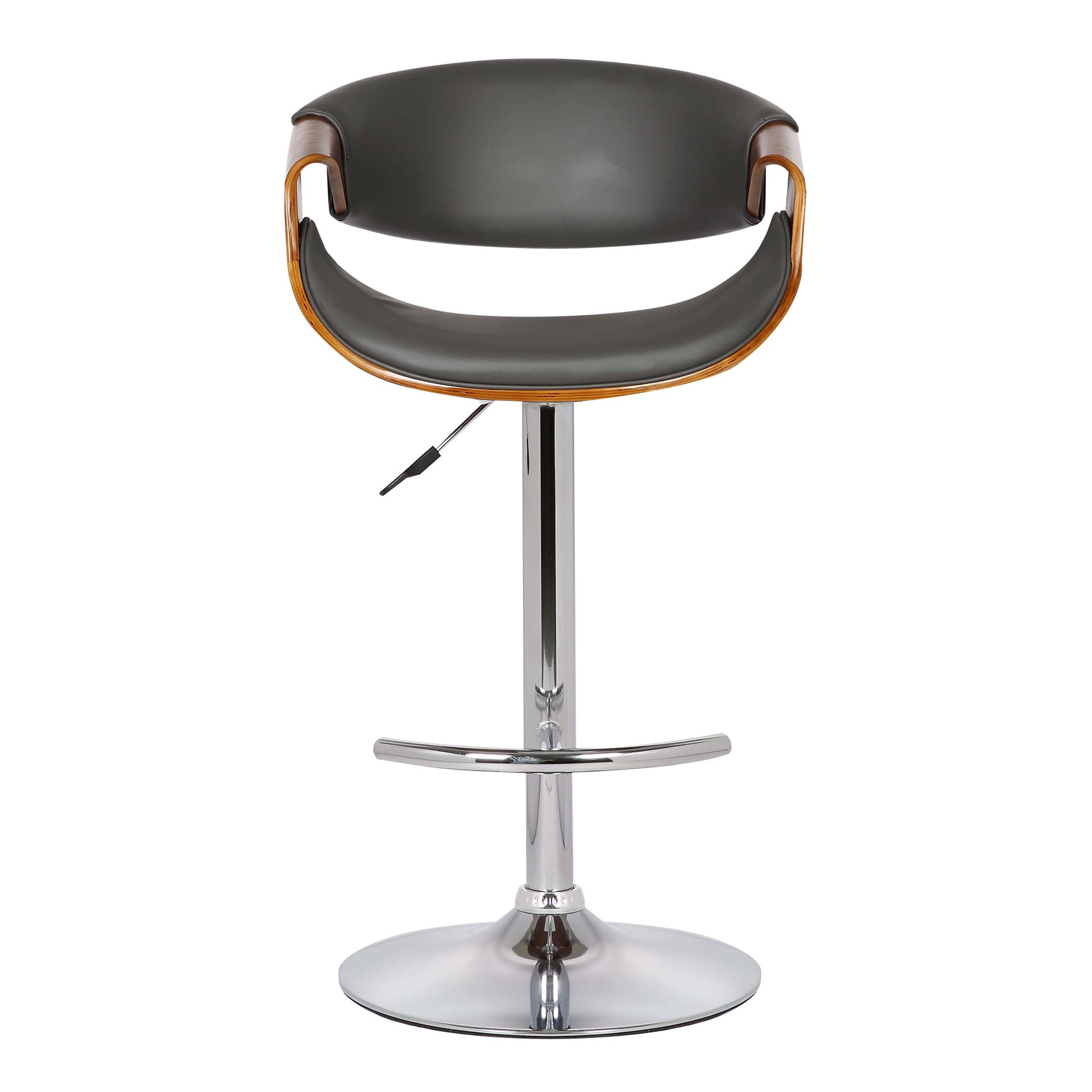 Mod Adjustable Grey Faux Leather Swivel Bar Stool By Homeroots | Bar Stools | Modishstore - 3