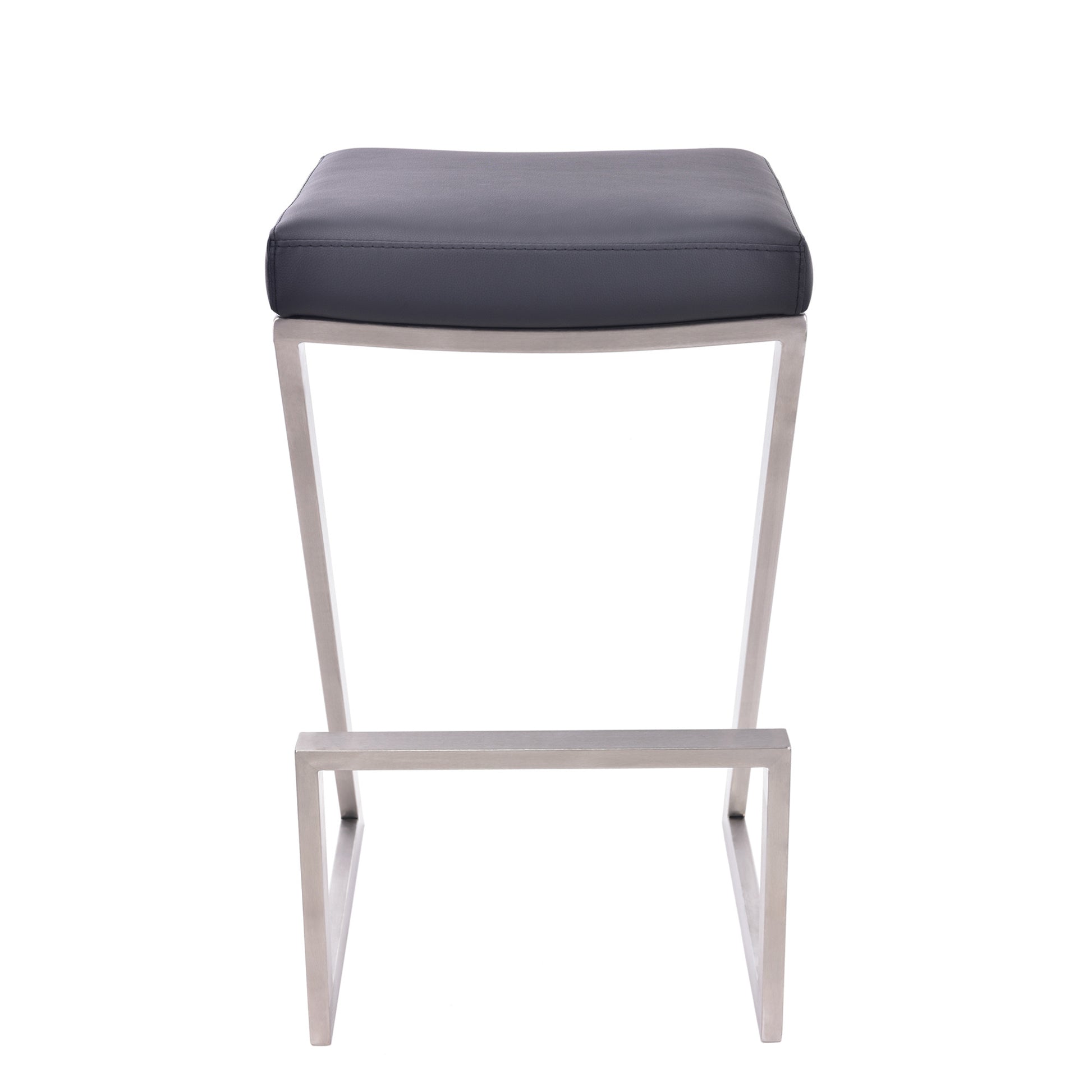 26" Contempo Black Faux Leather and Stainless Backless Bar Stool By Homeroots | Bar Stools | Modishstore - 3