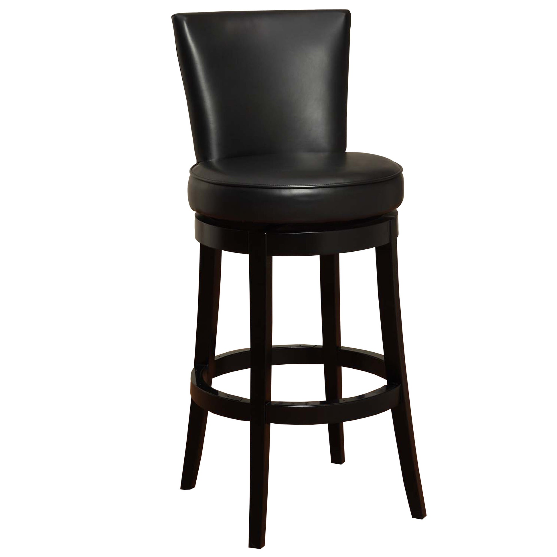 26" Black Faux Leather Round Seat Black Wood Swivel Armless Bar Stool By Homeroots | Bar Stools | Modishstore - 2