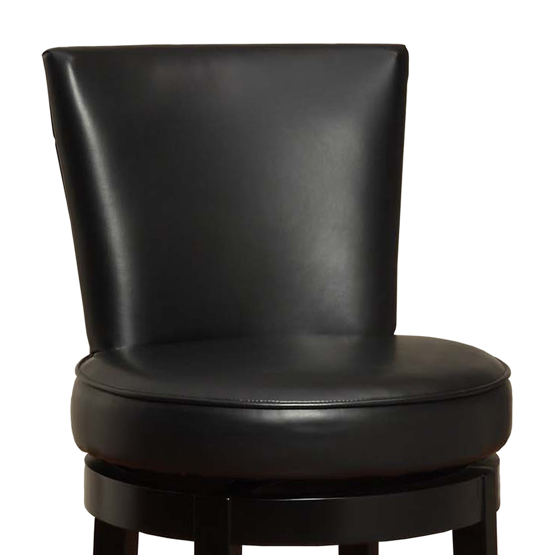 26" Black Faux Leather Round Seat Black Wood Swivel Armless Bar Stool By Homeroots | Bar Stools | Modishstore - 3