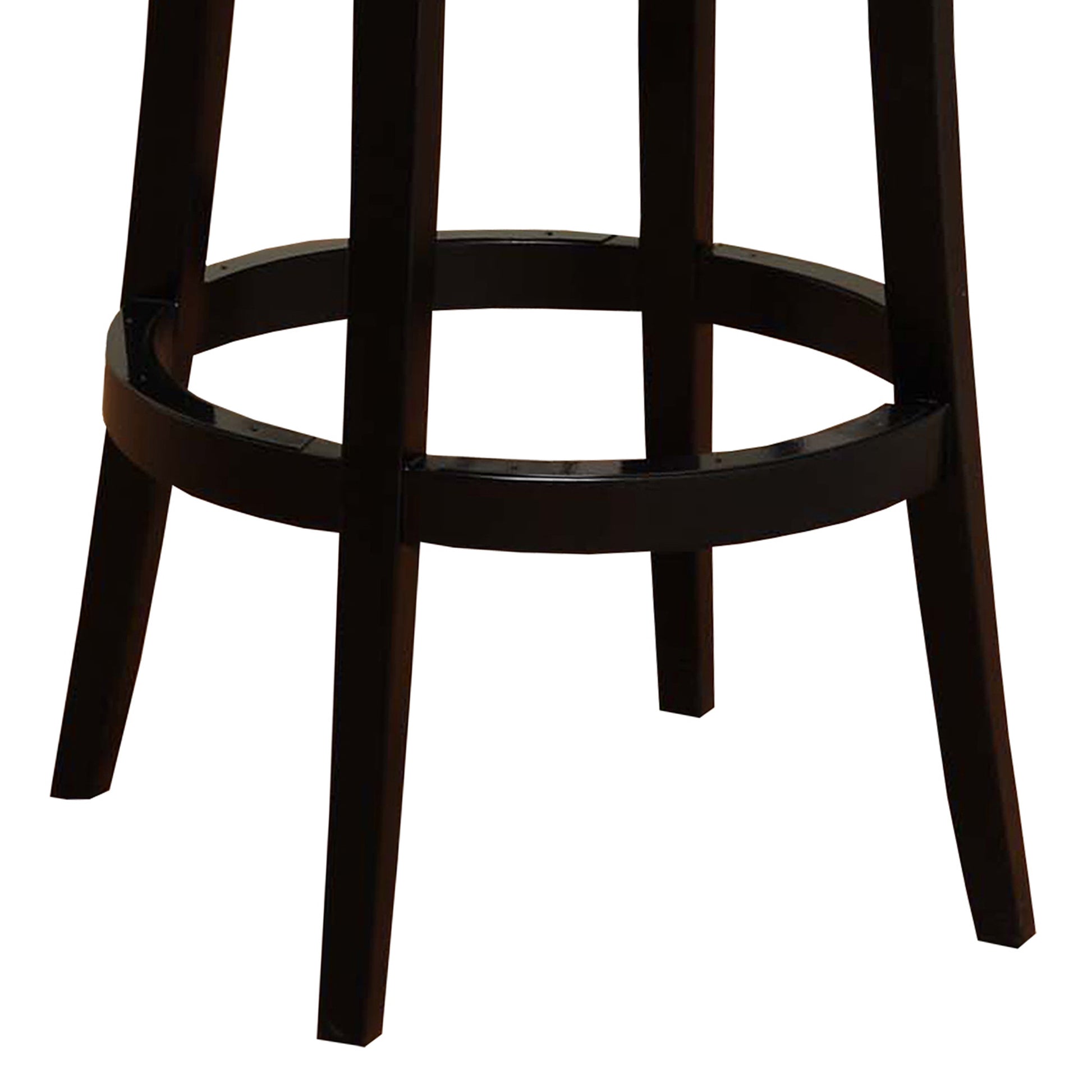 26" Black Faux Leather Round Seat Black Wood Swivel Armless Bar Stool By Homeroots | Bar Stools | Modishstore - 4