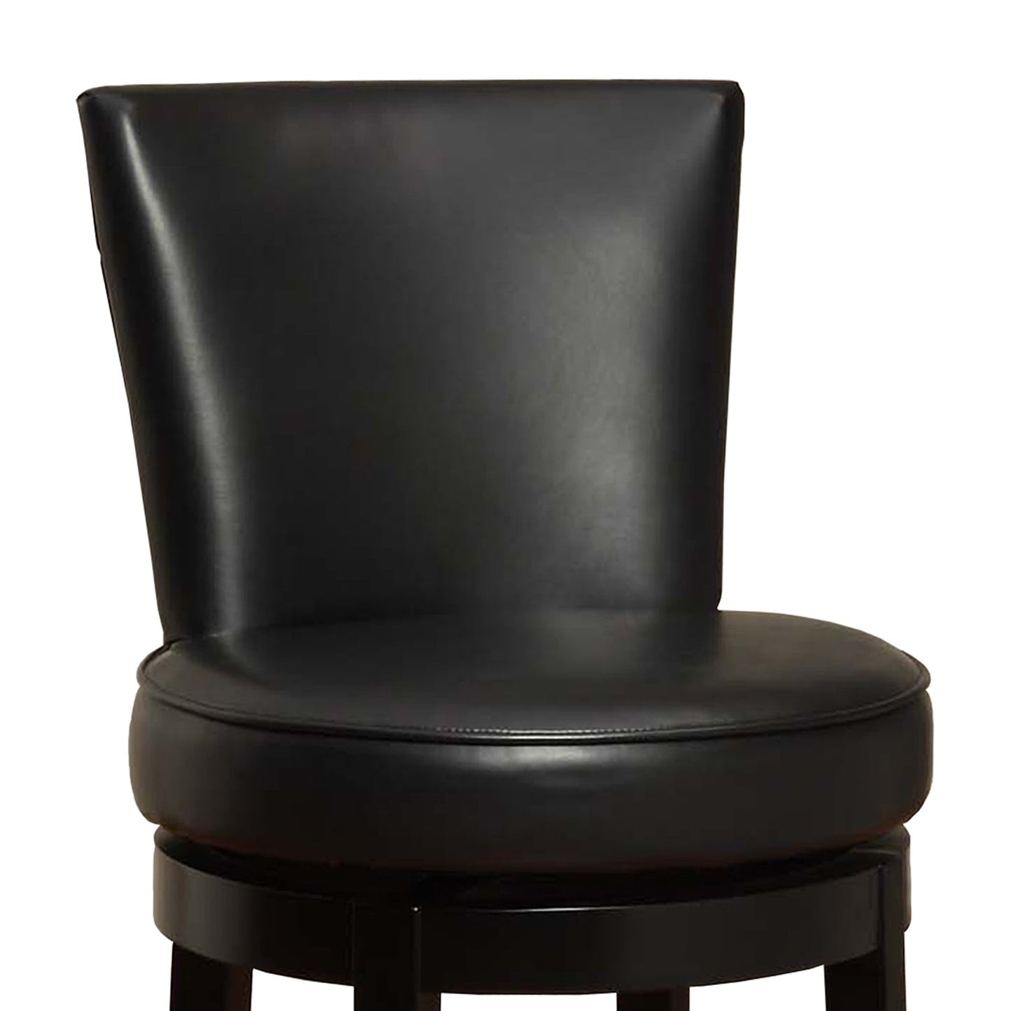 30" Black Faux Leather Round Seat Black Wood Swivel Armless Bar Stool By Homeroots | Bar Stools | Modishstore - 3