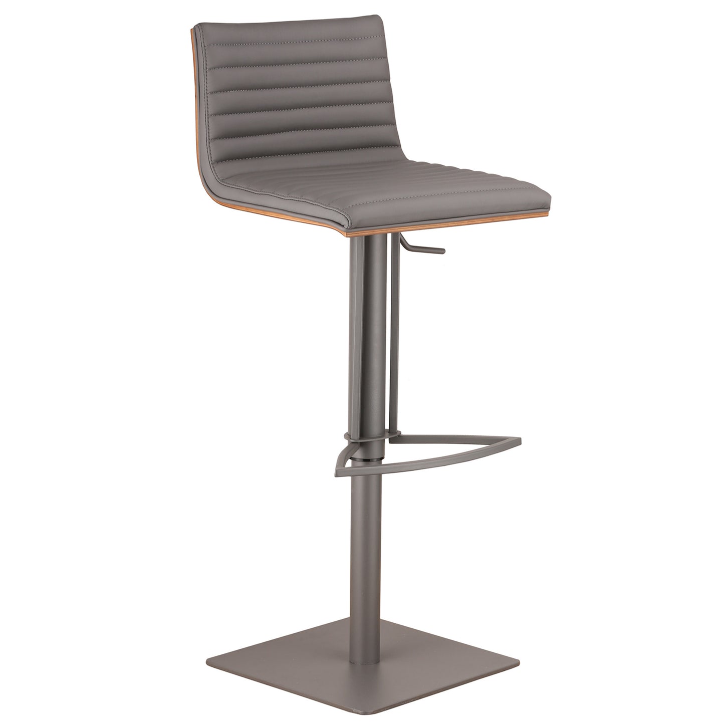 Grey Faux Leather Armless Swivel Bar Stool with Grey Metal Base By Homeroots | Bar Stools | Modishstore