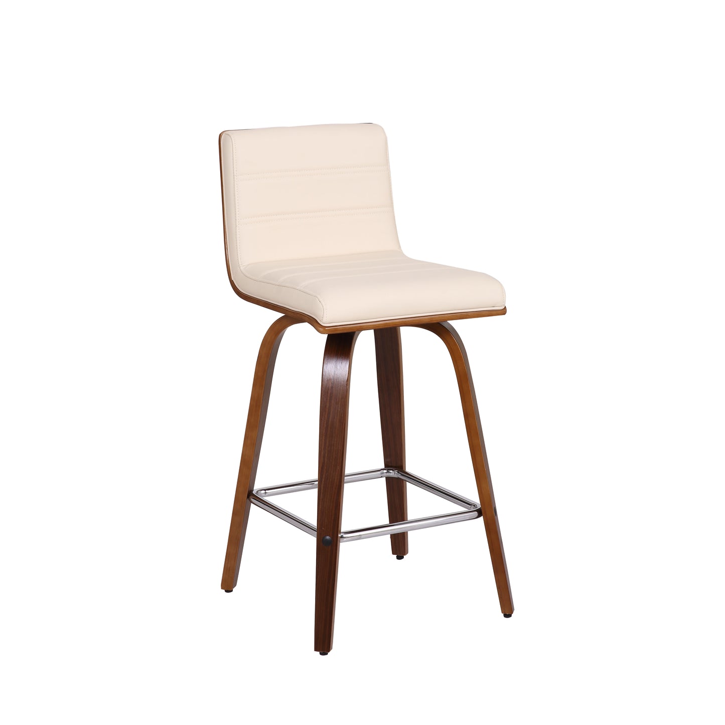 26” Cream Faux Leather Wooden Swivel Bar Stool By Homeroots | Bar Stools | Modishstore - 2