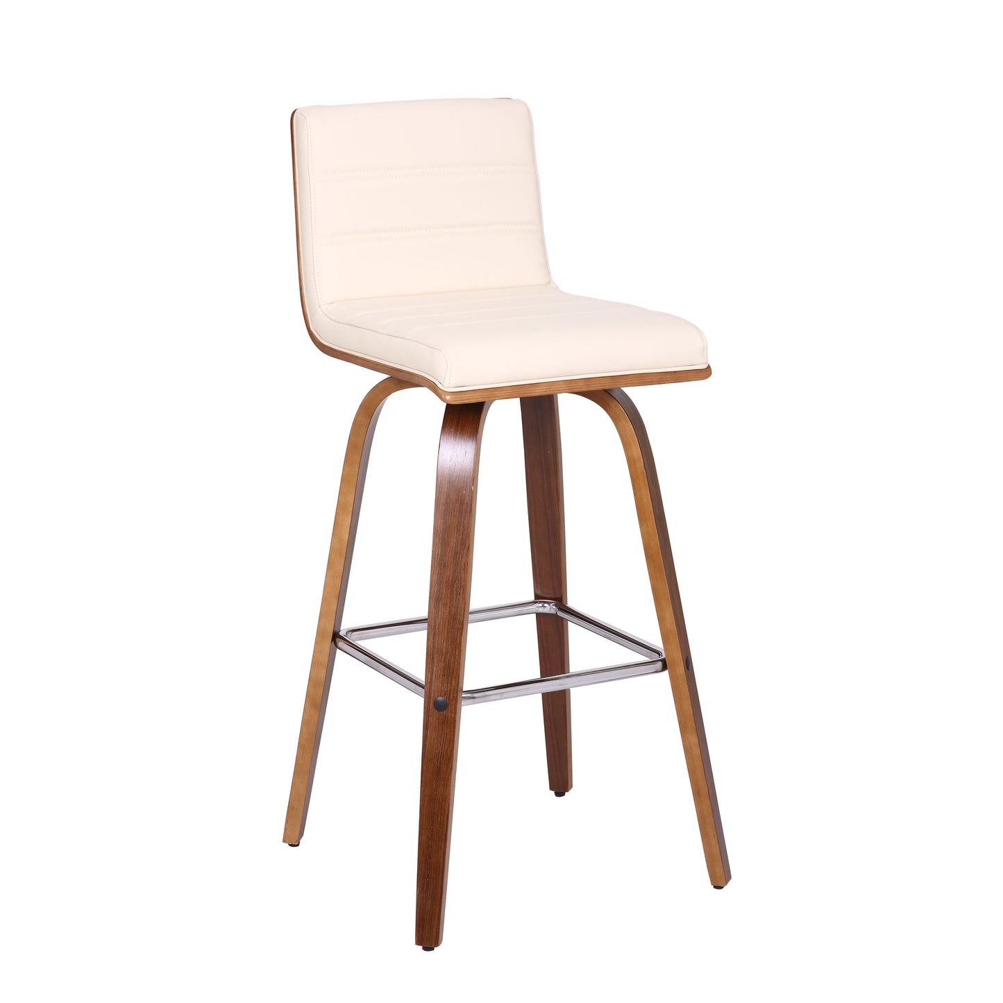 30” Cream Faux Leather Wooden Swivel Bar Stool By Homeroots | Bar Stools | Modishstore - 2