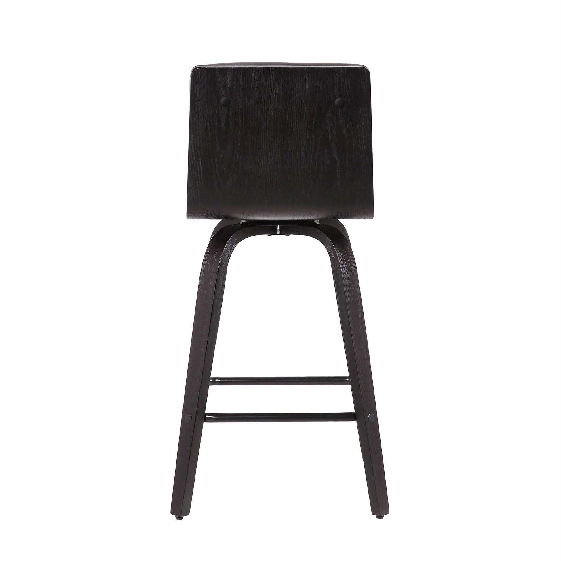 26” Gray Faux Leather Black Wooden Swivel Bar Stool By Homeroots | Bar Stools | Modishstore - 3