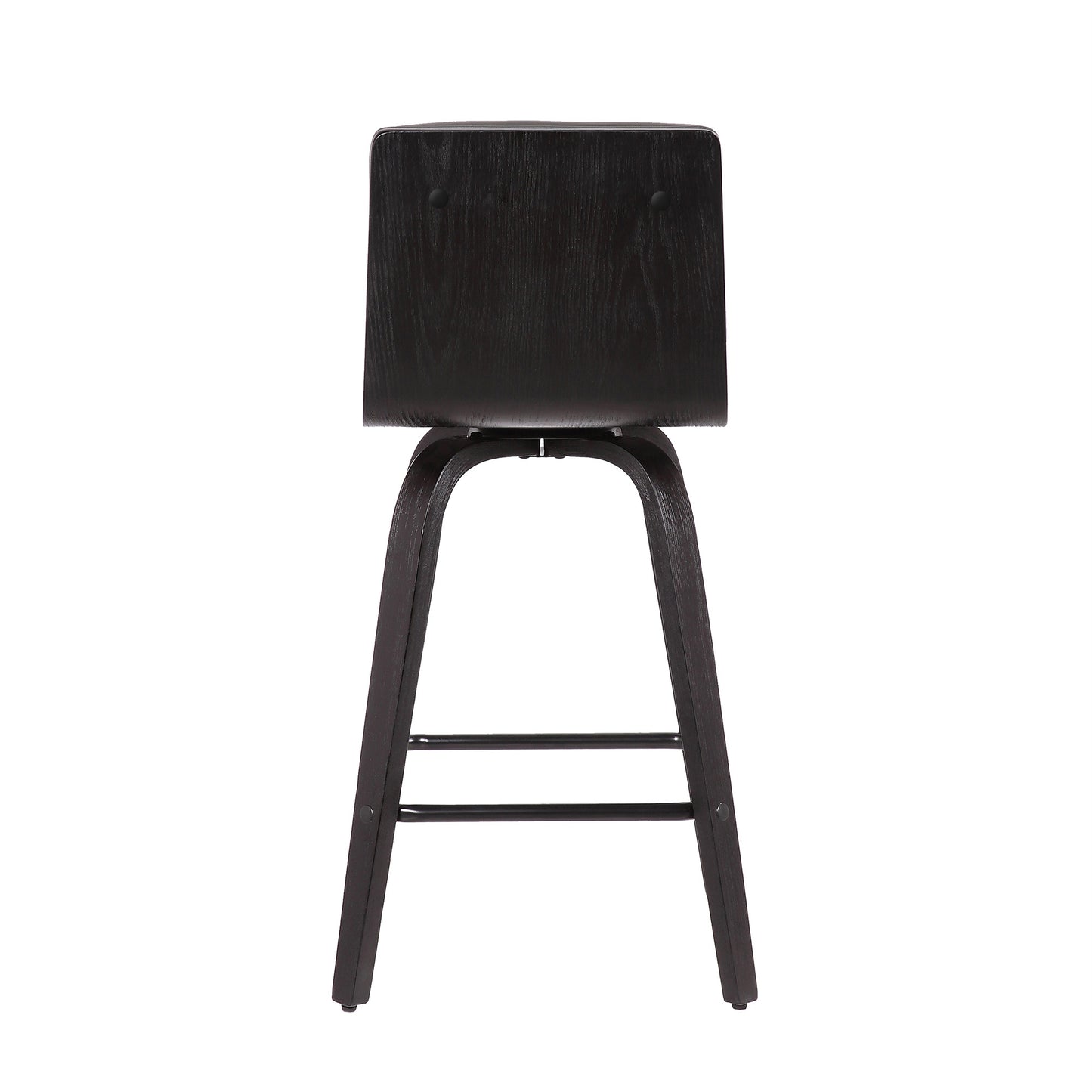 30” Gray Faux Leather Black Wooden Swivel Bar Stool By Homeroots | Bar Stools | Modishstore - 3