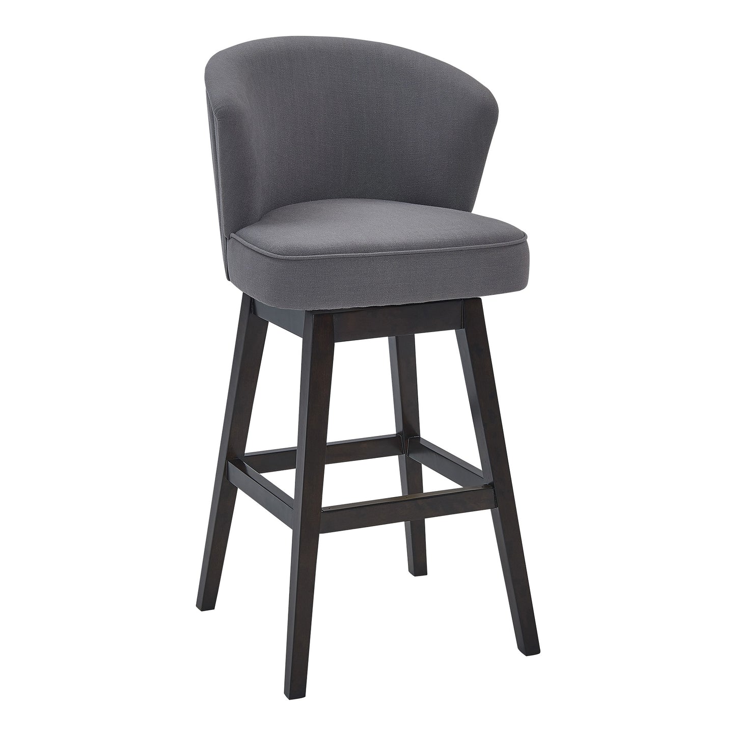 30" Grey Espresso Wood Fabric Swivel Bar Stool By Homeroots | Bar Stools | Modishstore - 2