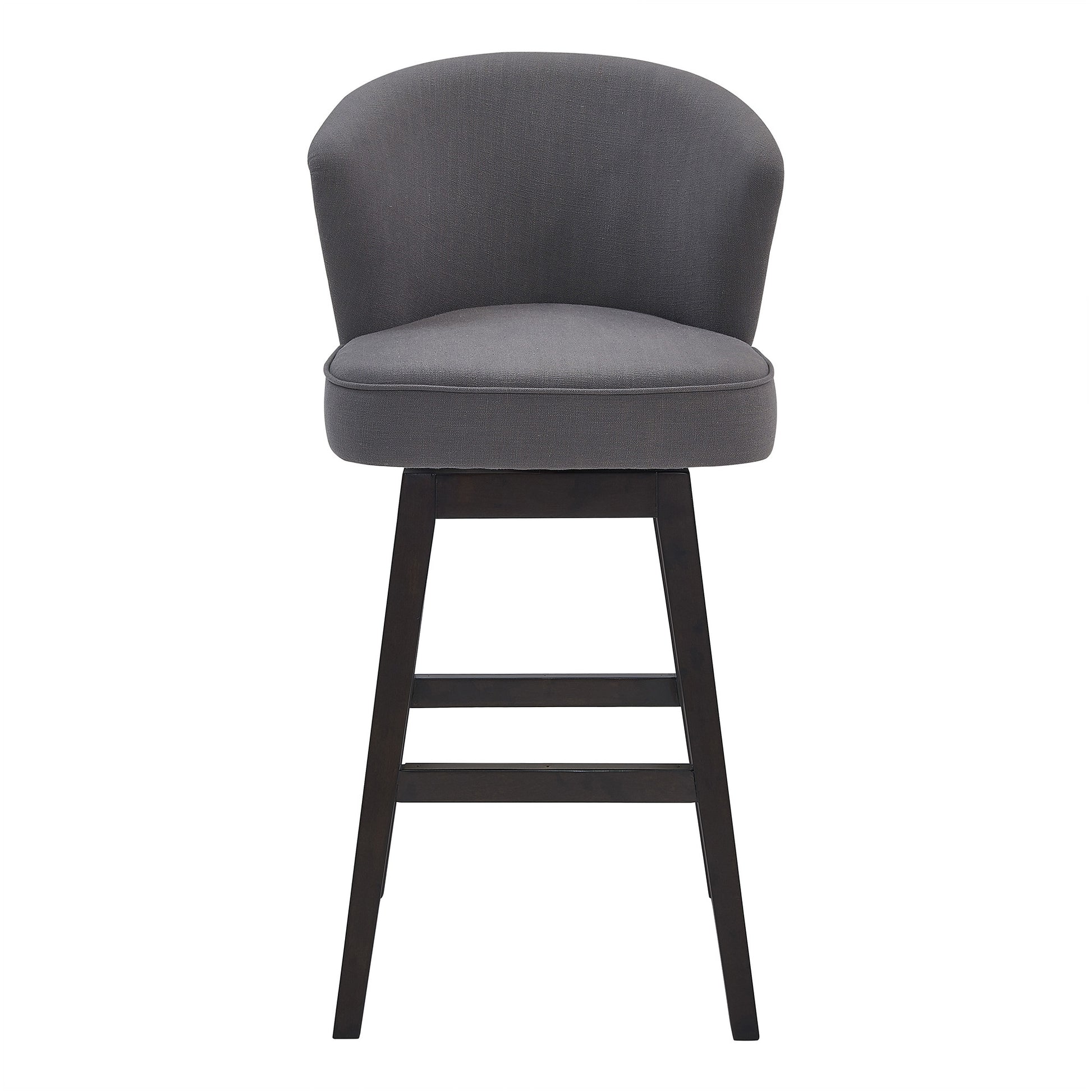 30" Grey Espresso Wood Fabric Swivel Bar Stool By Homeroots | Bar Stools | Modishstore - 3