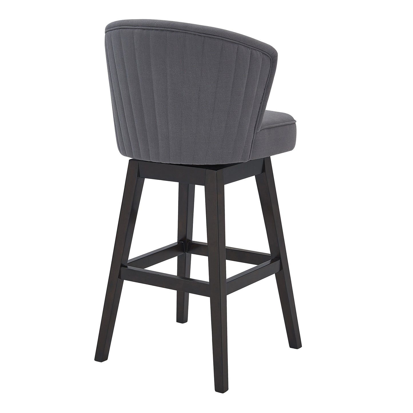 30" Grey Espresso Wood Fabric Swivel Bar Stool By Homeroots | Bar Stools | Modishstore - 4