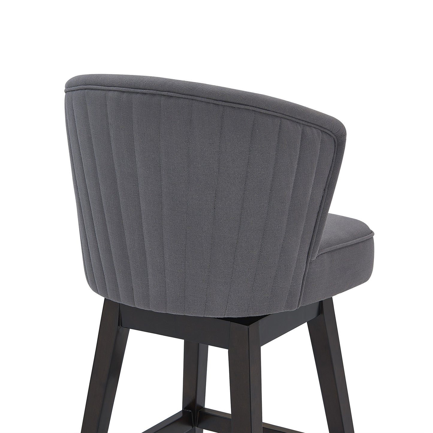 30" Grey Espresso Wood Fabric Swivel Bar Stool By Homeroots | Bar Stools | Modishstore - 6