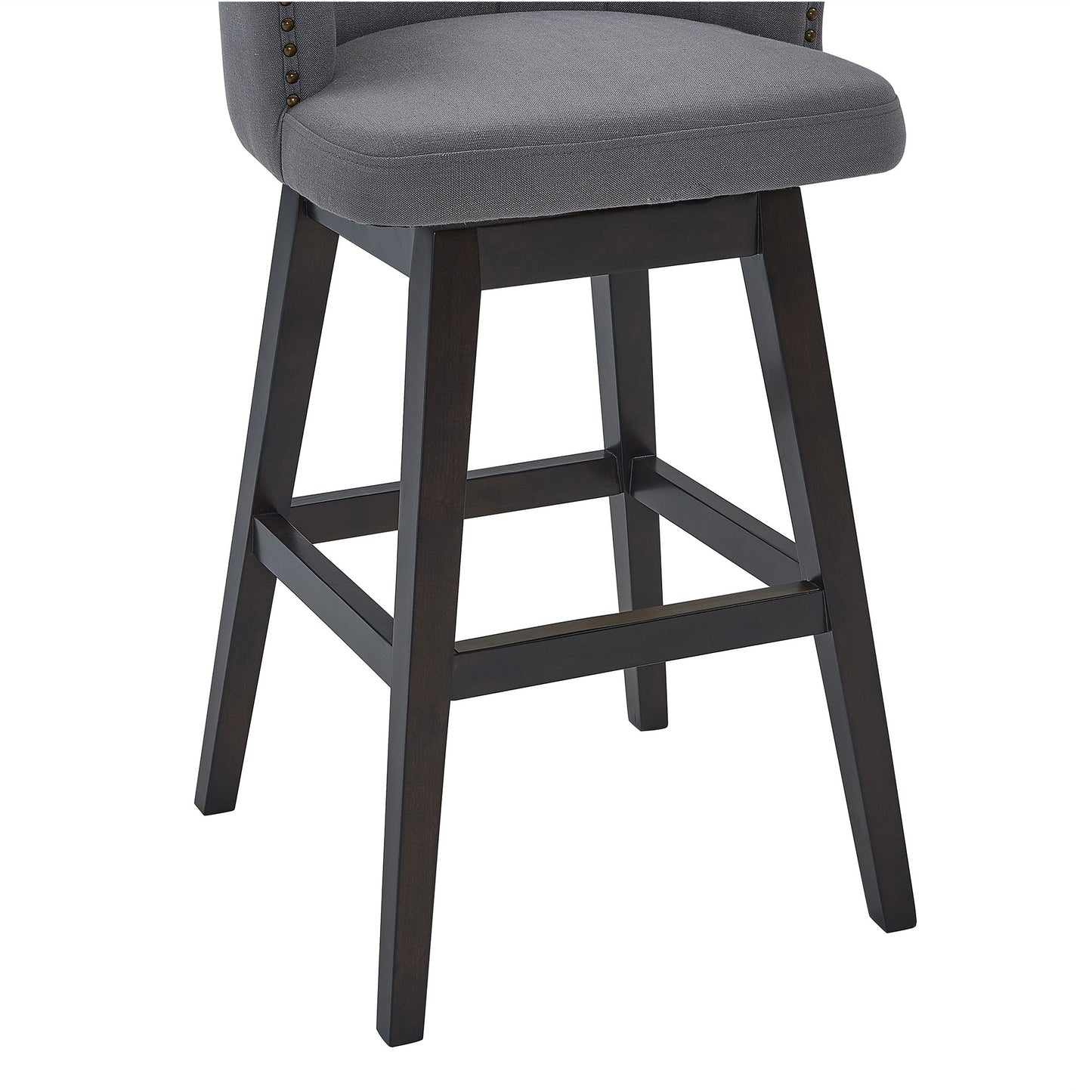 30" Grey Espresso Wood Fabric Swivel Bar Stool By Homeroots | Bar Stools | Modishstore - 7