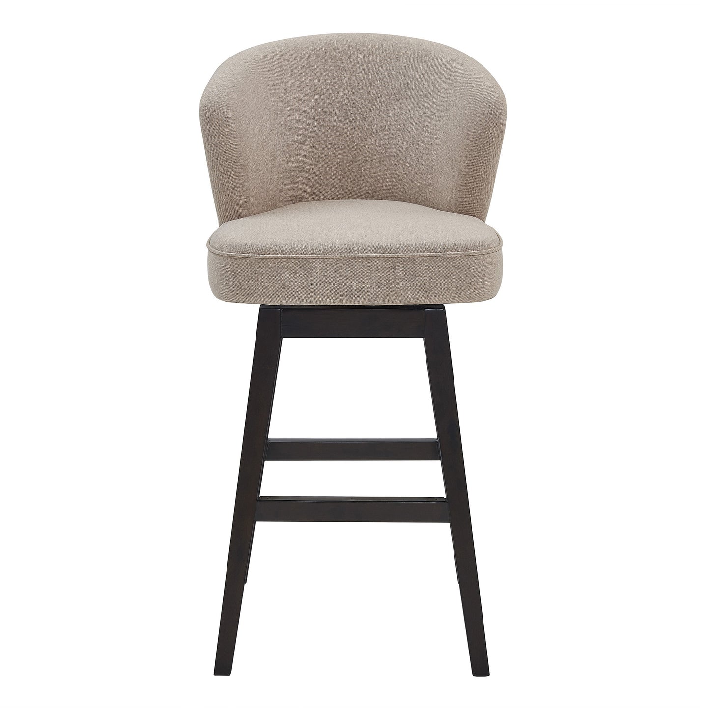 30" Tan Espresso Wood Fabric Swivel Bar Stool By Homeroots | Bar Stools | Modishstore - 3