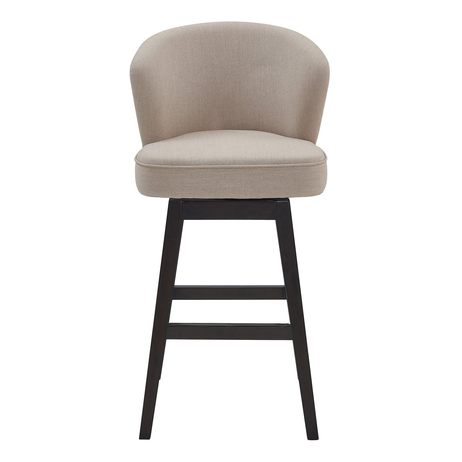 30" Tan Espresso Wood Fabric Swivel Bar Stool By Homeroots | Bar Stools | Modishstore - 3