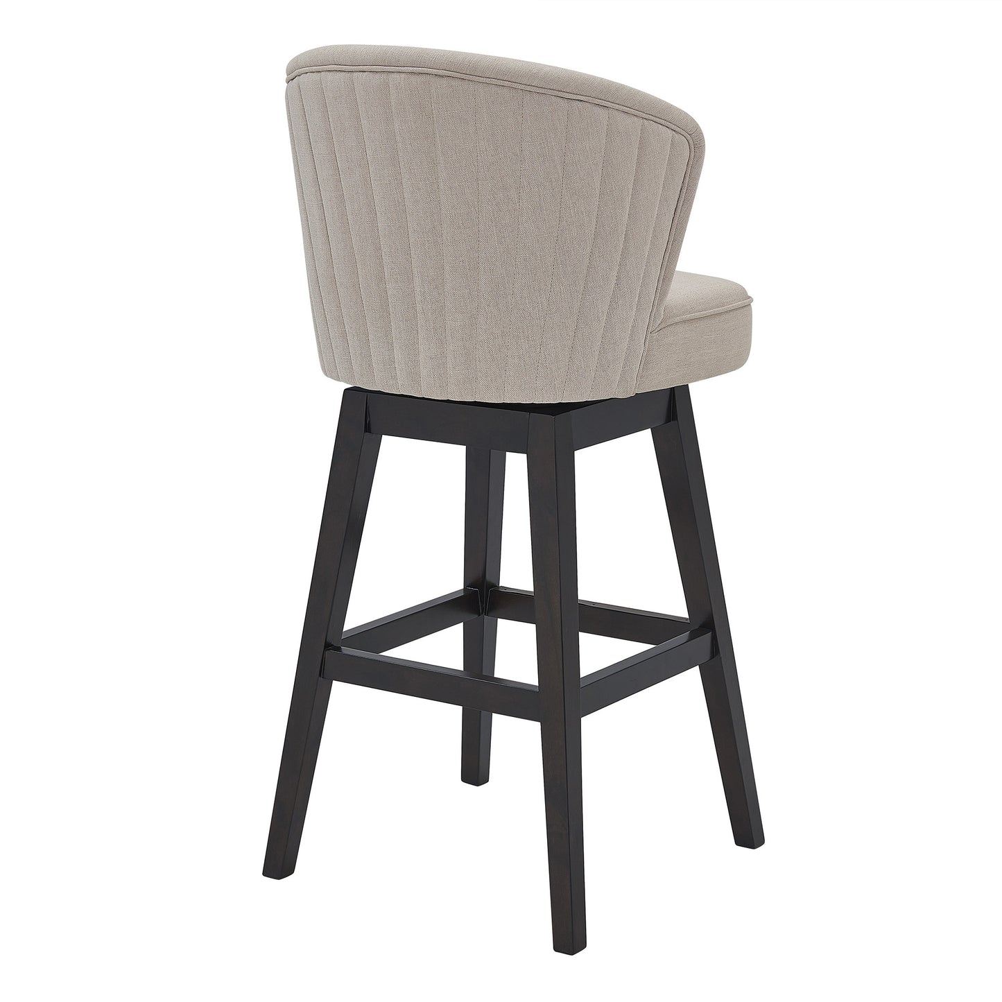 30" Tan Espresso Wood Fabric Swivel Bar Stool By Homeroots | Bar Stools | Modishstore - 4