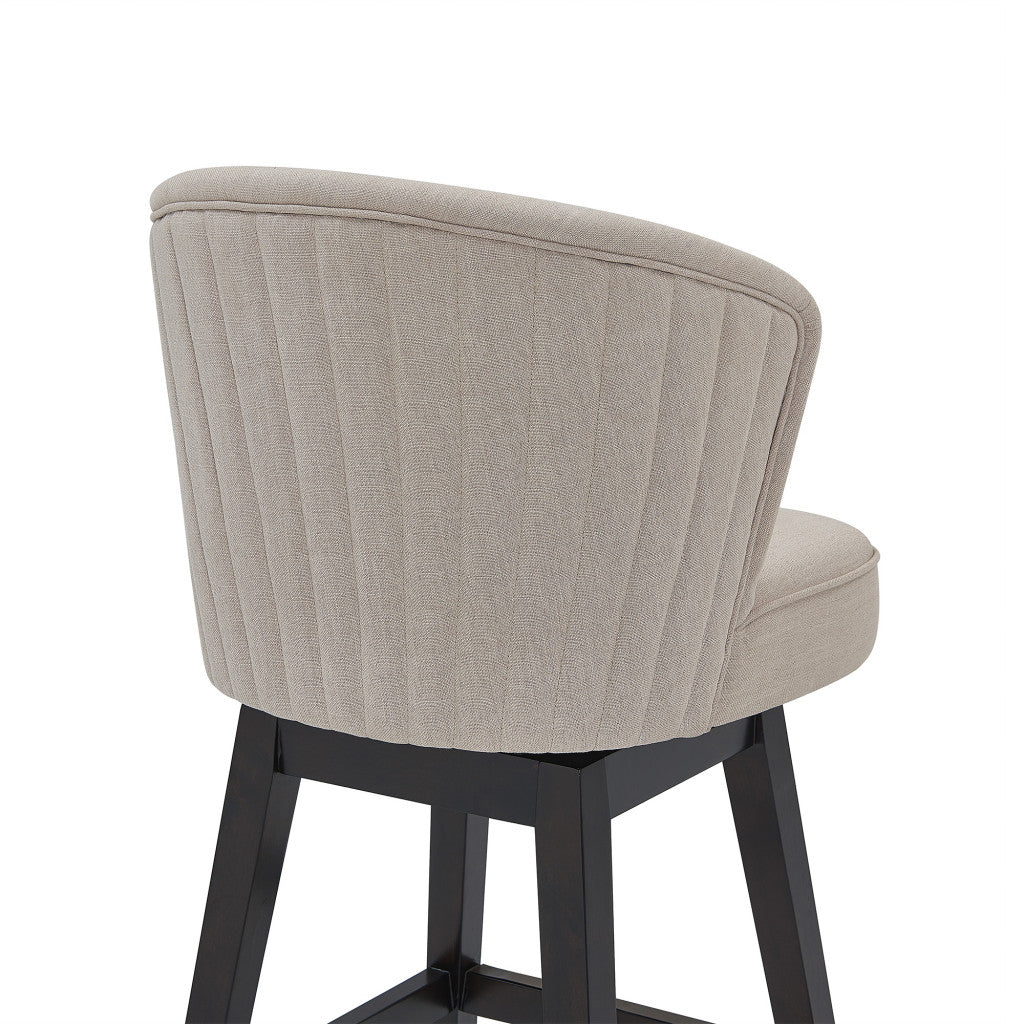 30" Tan Espresso Wood Fabric Swivel Bar Stool By Homeroots | Bar Stools | Modishstore - 6