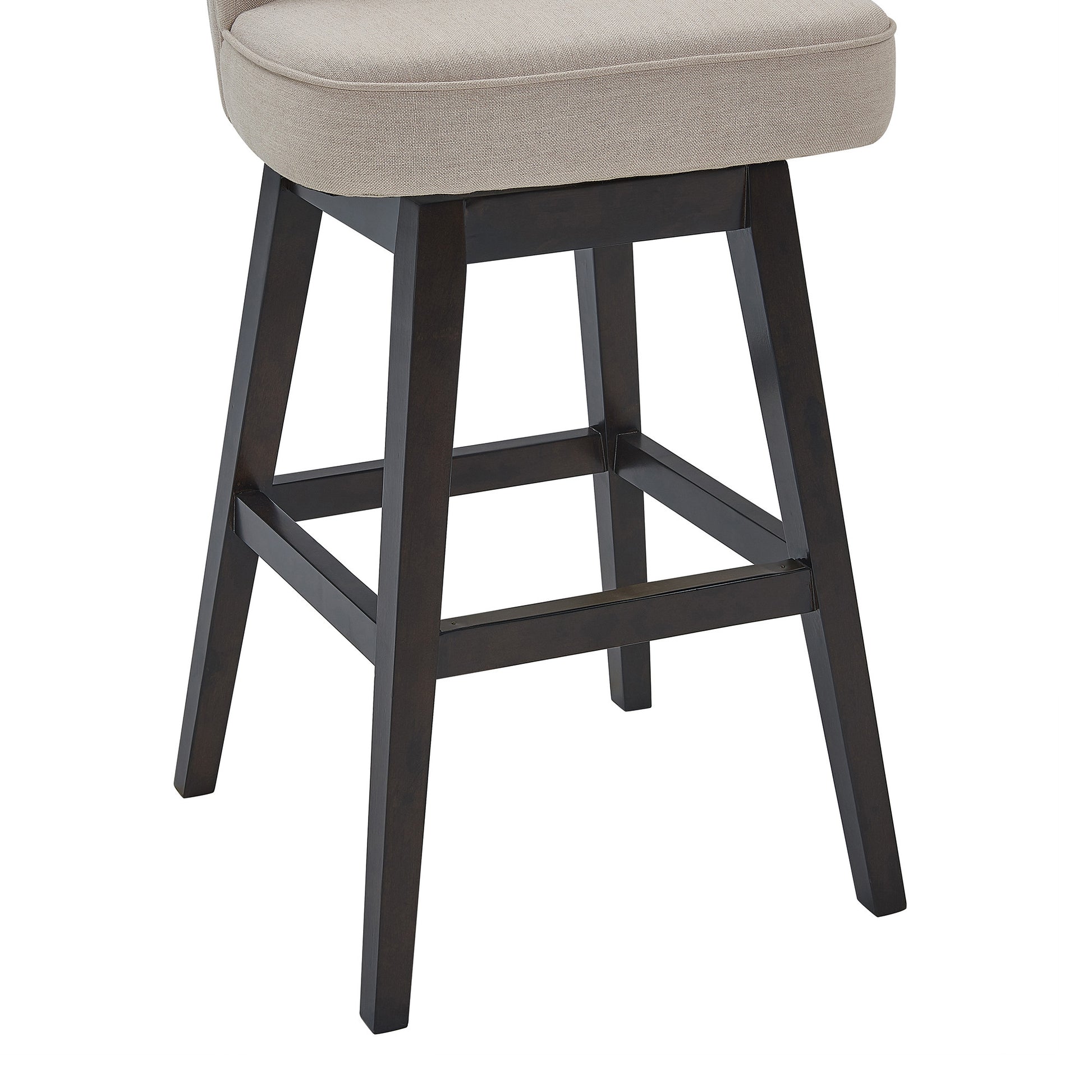 30" Tan Espresso Wood Fabric Swivel Bar Stool By Homeroots | Bar Stools | Modishstore - 7