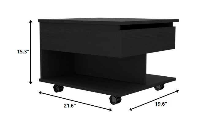 22" Black Manufactured Wood Rectangular Lift Top Coffee Table With Drawer By Homeroots | Coffee Tables | Modishstore - 4