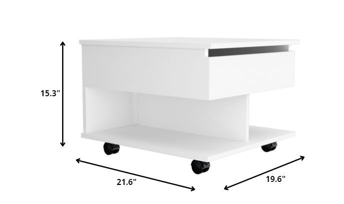 22" White Manufactured Wood Rectangular Lift Top Coffee Table With Drawer By Homeroots | Coffee Tables | Modishstore - 4