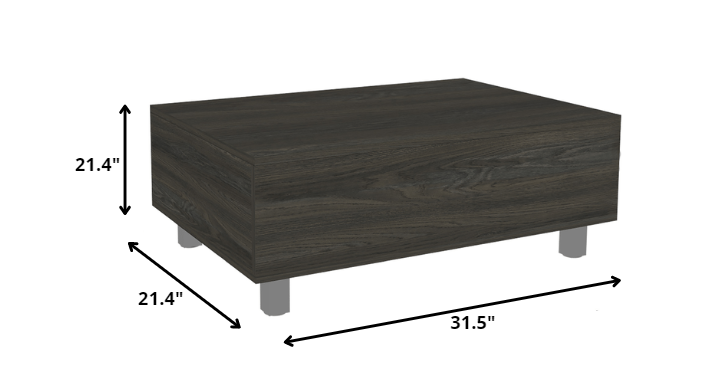 HomeRoots 14 Black Oak Veneer and Glass Coffee Table