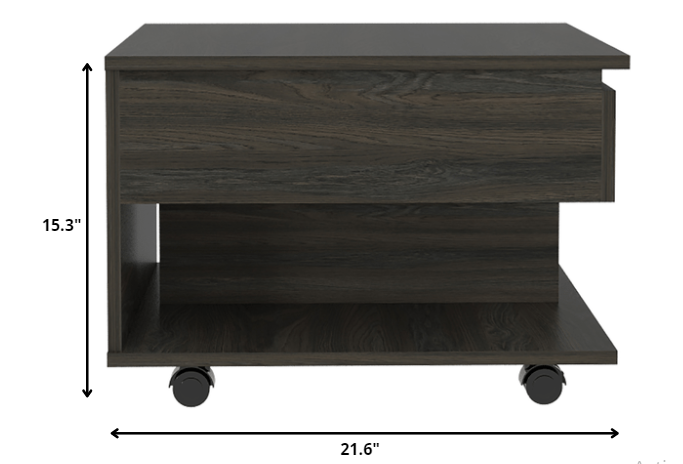 22" Carbon Espresso Manufactured Wood Rectangular Coffee Table With Drawer By Homeroots | Coffee Tables | Modishstore - 4