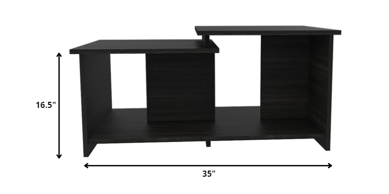 35" Black Manufactured Wood Rectangular Coffee Table By Homeroots | Coffee Tables | Modishstore - 4