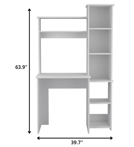 Modern White Office Desk with Storage Cabinet By Homeroots | Desks | Modishstore - 4