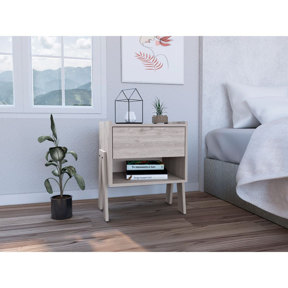 Sleek and Trendy Light Grey Bedroom Nightstand By Homeroots | Nightstands | Modishstore