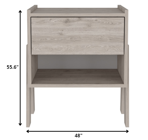 Sleek and Trendy Light Grey Bedroom Nightstand By Homeroots | Nightstands | Modishstore - 4