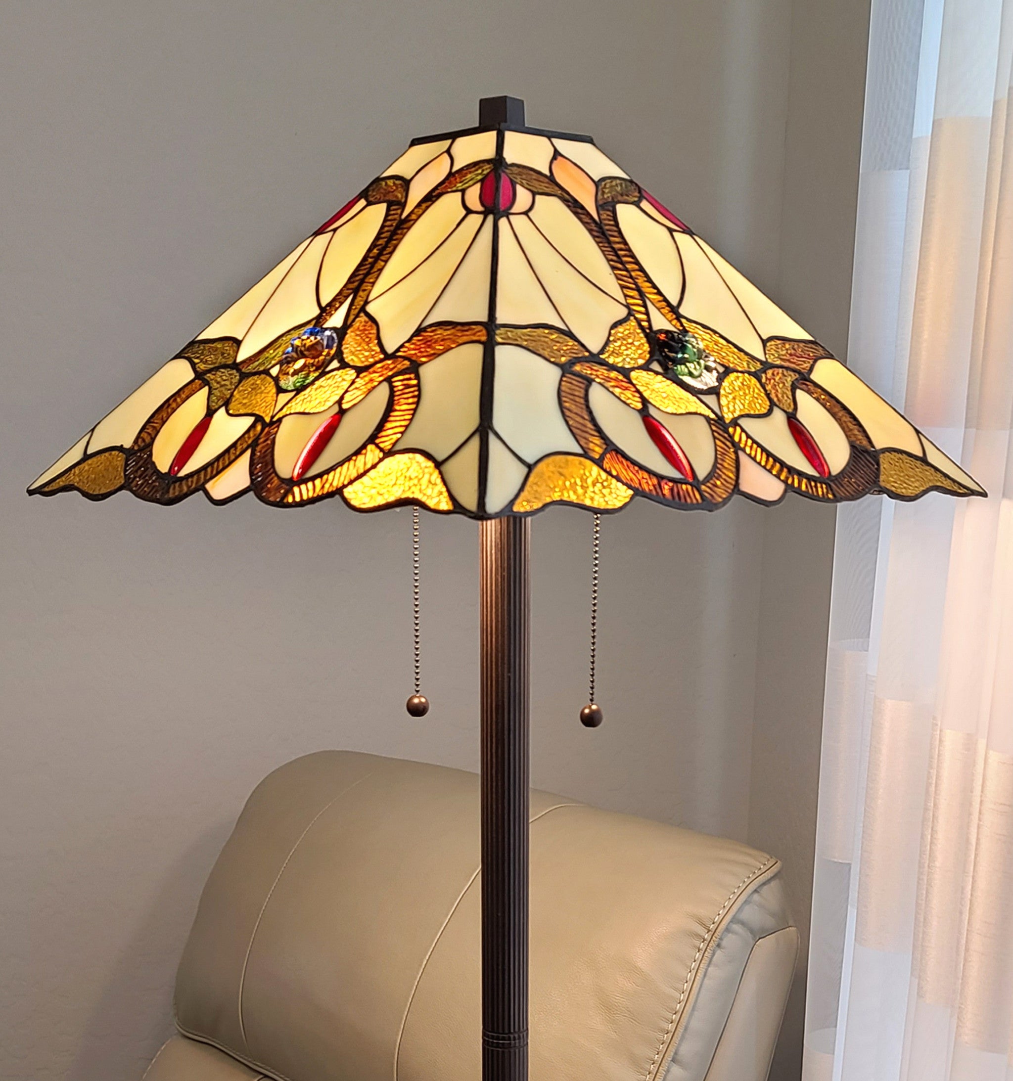 Floor lamps with store stained glass shades