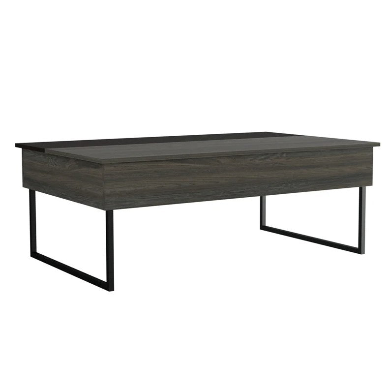 49" Black Manufactured Wood Rectangular Lift Top Coffee Table By Homeroots | Coffee Tables | Modishstore - 3