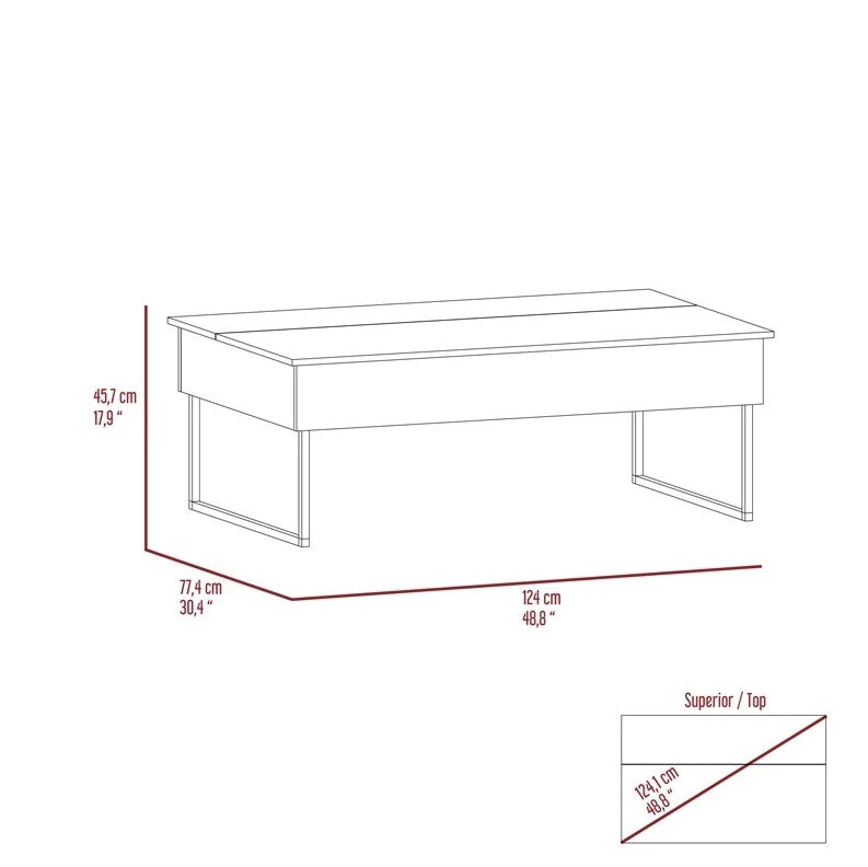 49" Black Manufactured Wood Rectangular Lift Top Coffee Table By Homeroots | Coffee Tables | Modishstore - 6