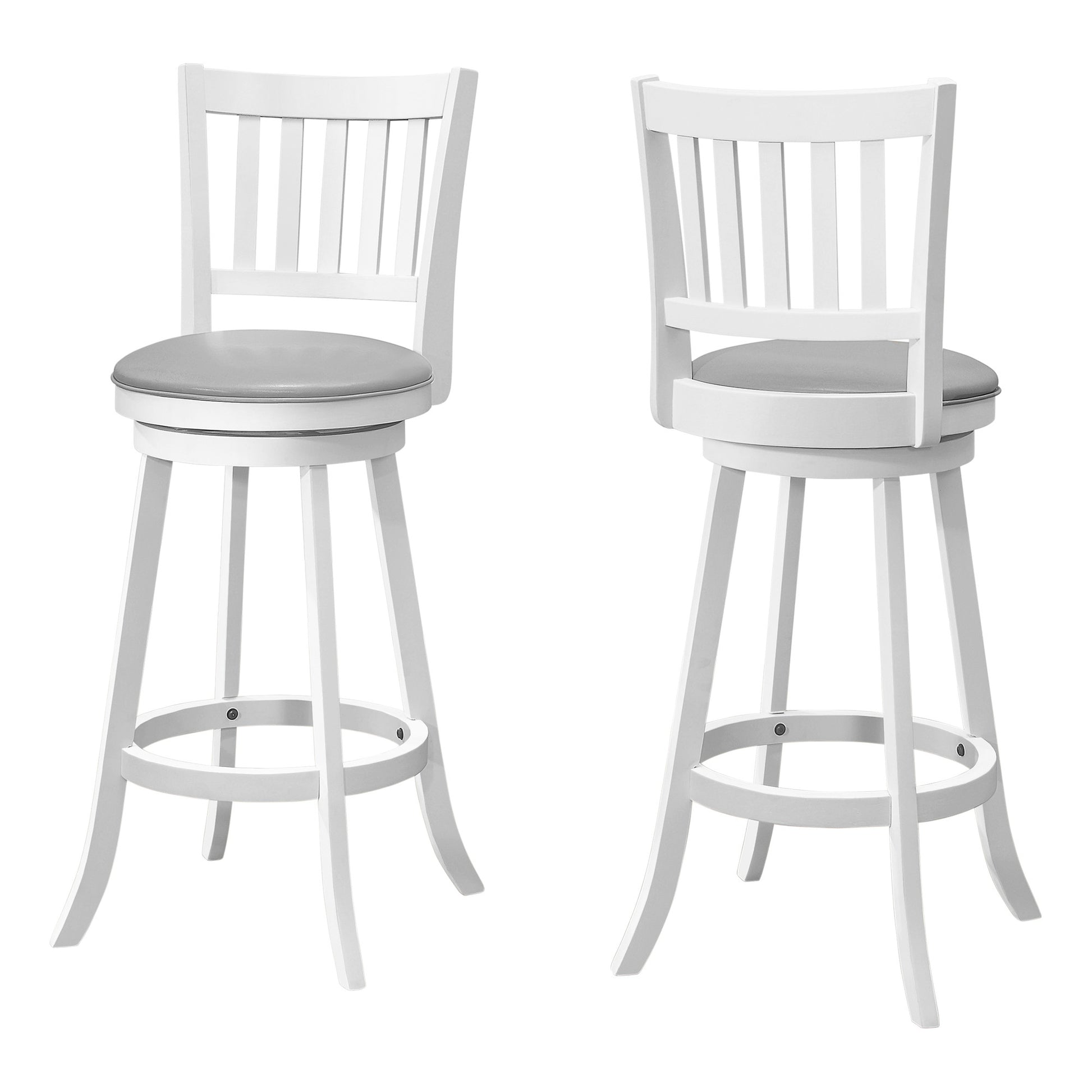 Set Of Two 44" Grey White Bar Height Swivel Full Back Bar Chairs By Homeroots | Bar Stools | Modishstore