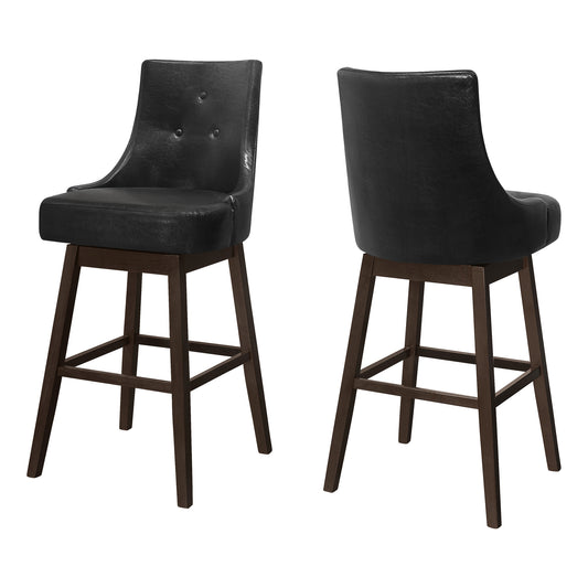 Set Of Two 46" Black Bar Height Swivel Full Back Bar Chairs By Homeroots | Bar Stools | Modishstore