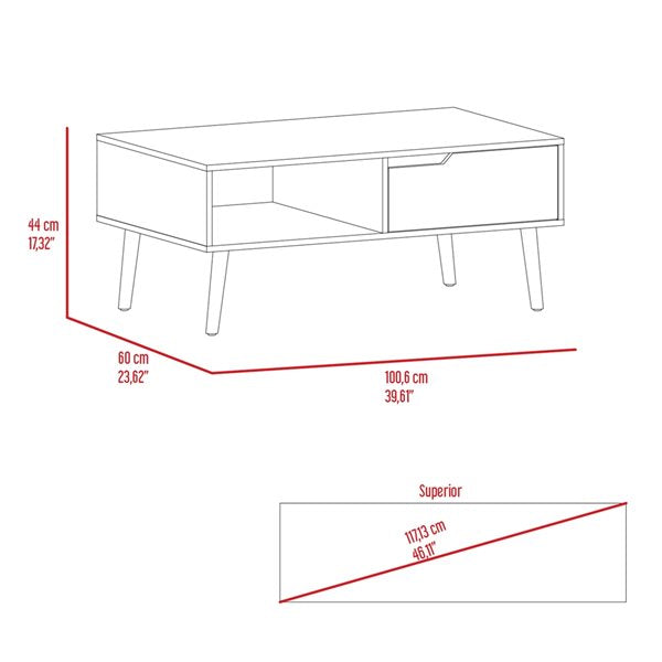 40" Dark Walnut Rectangular Coffee Table With Drawer And Shelf By Homeroots | Coffee Tables | Modishstore - 6