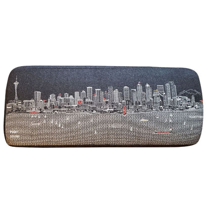 38" White Seattle Daylight Skyline Embroidered Ottoman By Homeroots | Ottomans | Modishstore - 5