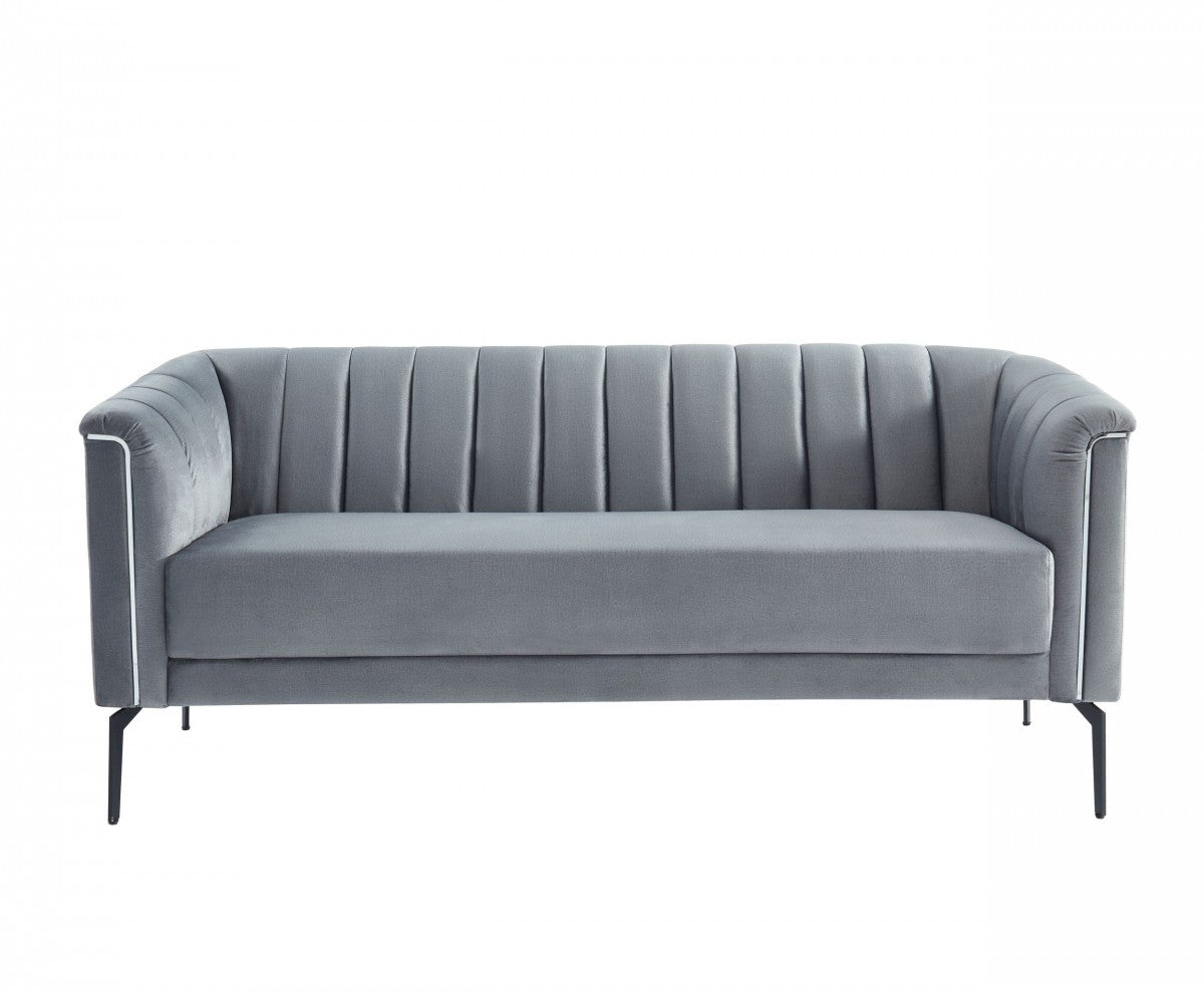 Urban 76" Grey Velvet Sofa With Tufted Back By Homeroots | Sofas | Modishstore - 2