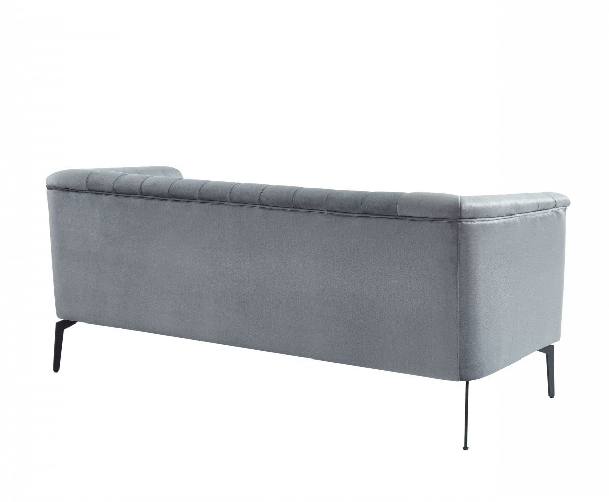 Urban 76" Grey Velvet Sofa With Tufted Back By Homeroots | Sofas | Modishstore - 4