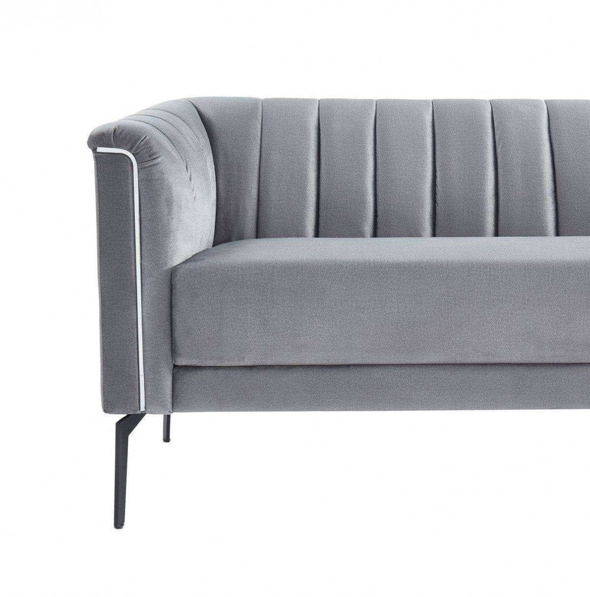 Urban 76" Grey Velvet Sofa With Tufted Back By Homeroots | Sofas | Modishstore - 5