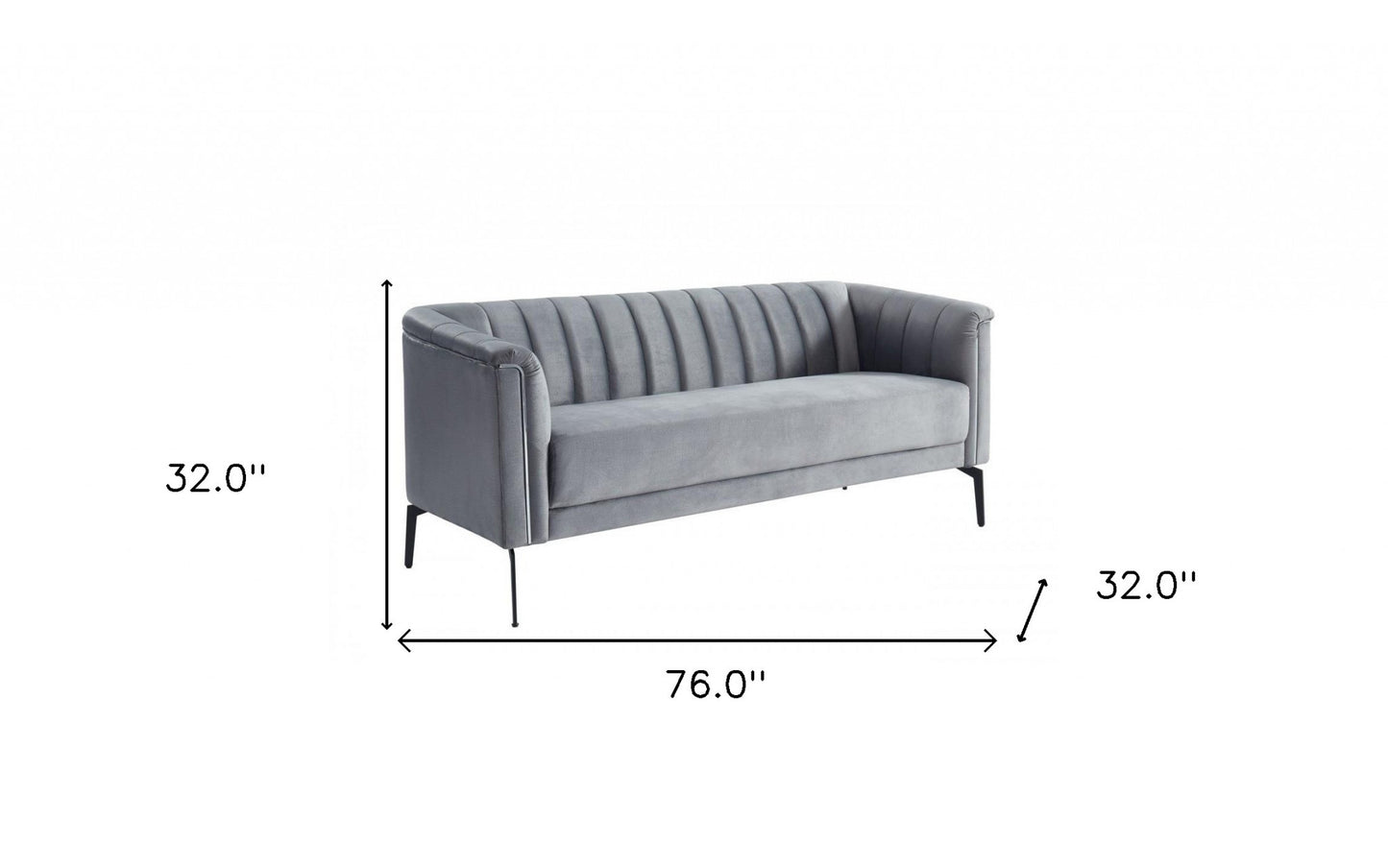 Urban 76" Grey Velvet Sofa With Tufted Back By Homeroots | Sofas | Modishstore - 7