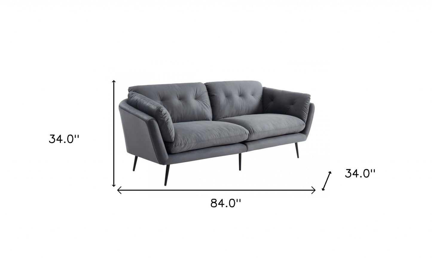 Modern 84" Dark Grey Sofa With Two Cushions By Homeroots | Sofas | Modishstore - 14